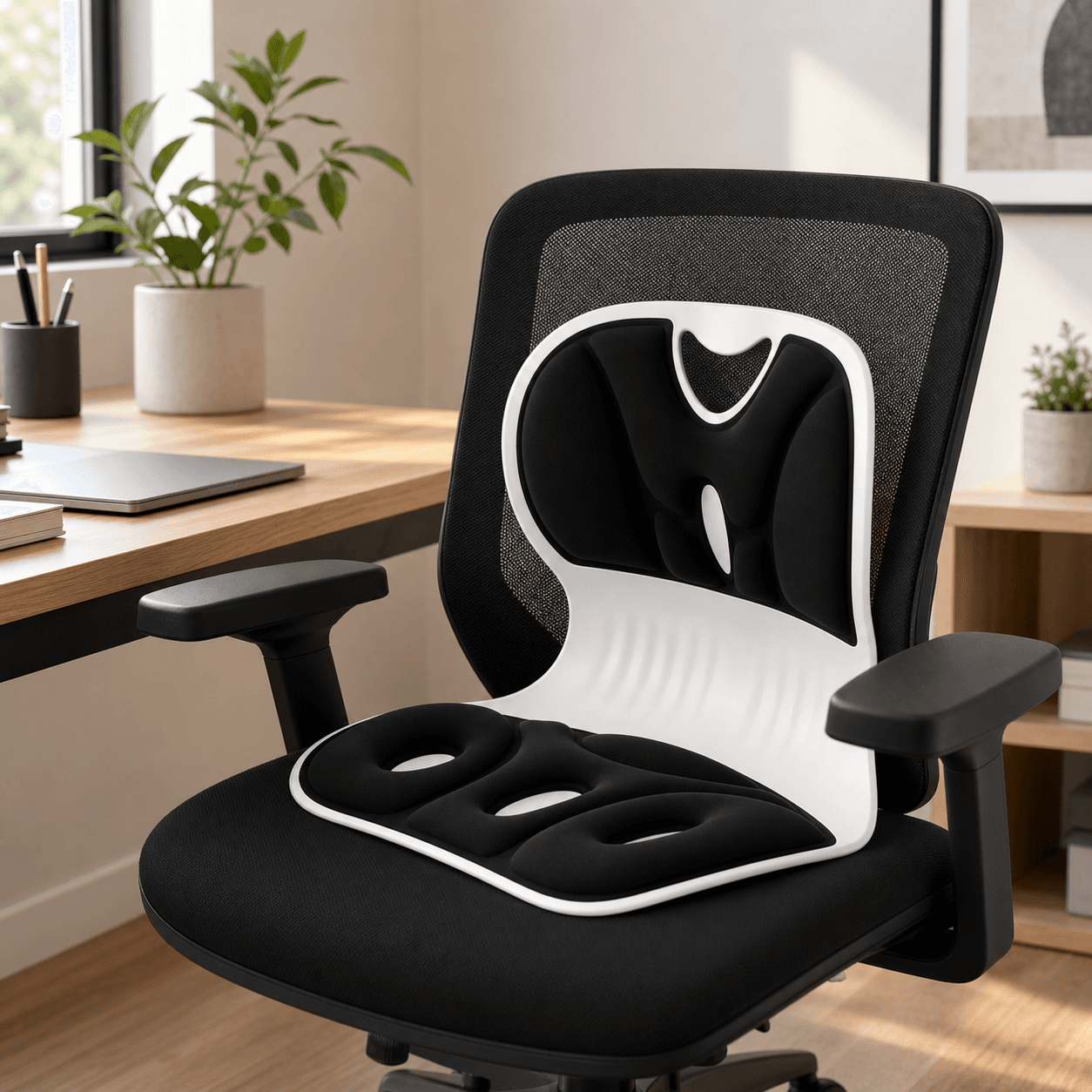 Portable back support from the side